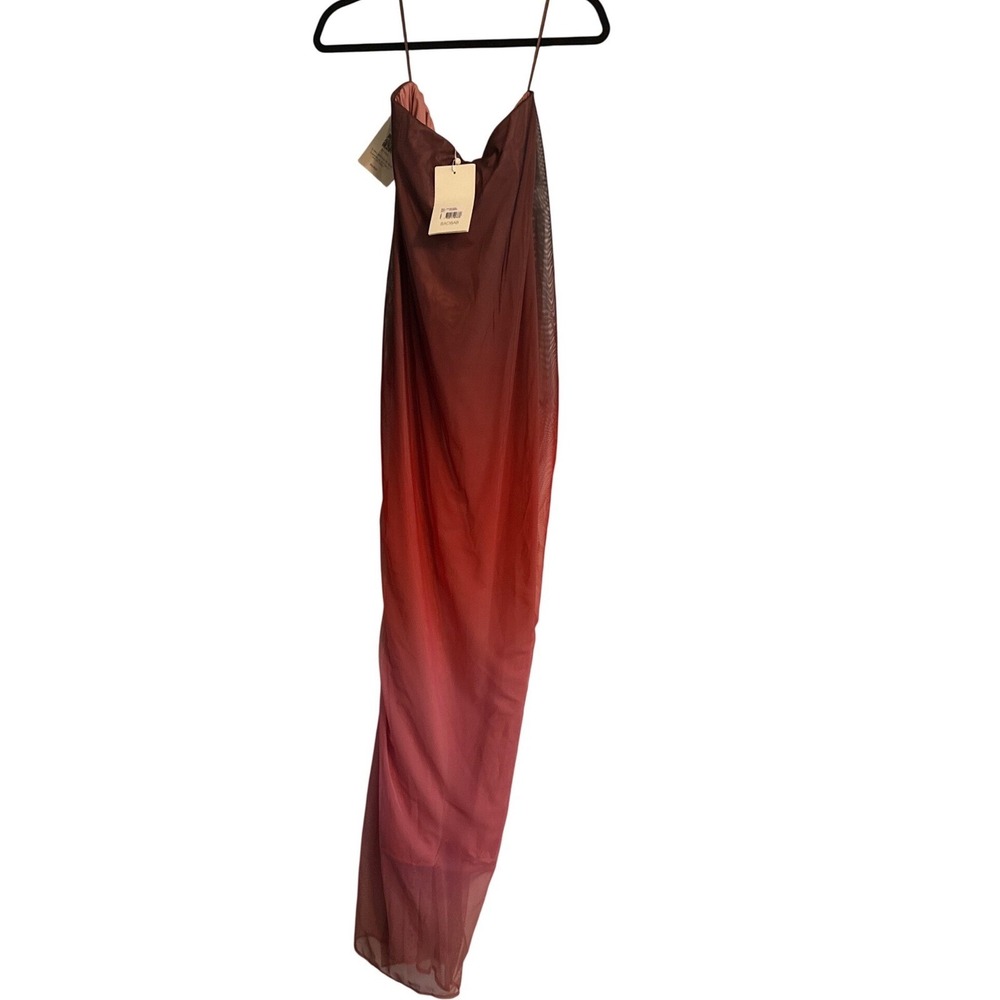 BAOBAB Lena Maxi Dress Cranberry Ombre Mesh Draped Gown BBAB-WD235 NWT Large - Picture 7 of 12